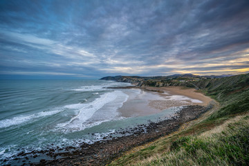 Barinatxe - La Salvaje beach at dawn under the clouds, Basque Country