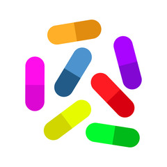 Set of vector pills and capsules. Tablets. Medical pills. Vector illustration. EPS 10.