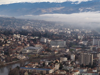 Sea of clouds above the city of Grenoble, France