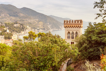 Fototapeta premium castle tower over the mediterranean Sea