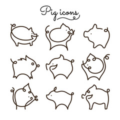 Pig logo set