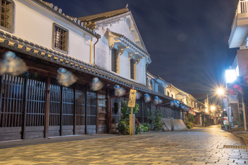 柳井市白壁の街並み夜景