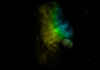 Obraz na płótnie Canvas Planet in a space against stars. 3D rendering.