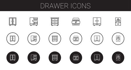 drawer icons set