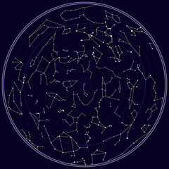 Vector map of norhern sky with constellations