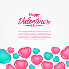 Happy Valentine day greeting card banner template with green and pink hearth shape. Vector illusration