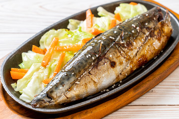 Grilled Saba fish steak with teriyaki sauce