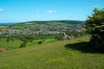 Extensive views over the Stroud Valleys from Selsley Common, Stroud, Gloucestershire, Cotswolds, UK