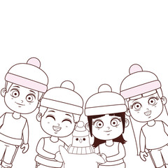 Winter and kids brown lines