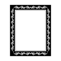 Black frame with twig card. Fashion graphic background. Modern stylish abstract texture. Monochrome template for prints, textiles, wrapping, card, photo. Design element. Vector illustration.