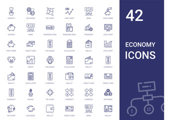 economy icons set - obrazy, fototapety, plakaty
