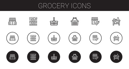 grocery icons set