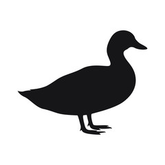 Duck icon. Duck black silhouette isolated on white background. Vector illustration