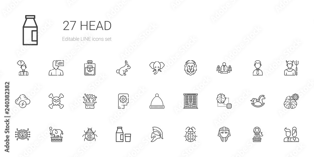 Wall mural head icons set