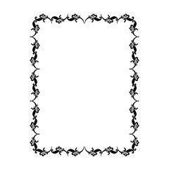 Black frame with twig card. Fashion graphic background. Modern stylish abstract texture. Monochrome template for prints, textiles, wrapping, card, photo. Design element. Vector illustration.