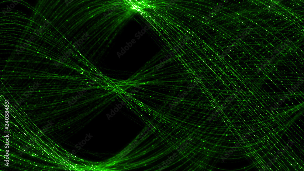 Fototapete 3d render abstract background with complex twisted particles. structures and detailed lines of parti