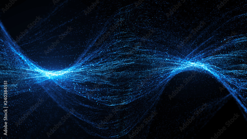 Fototapete 3d render abstract background with complex twisted particles. structures and detailed lines of parti
