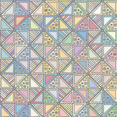 Seamless vector pattern. geometrical background with hand drawn decorative tribal elements. Print with ethnic, folk, traditional motifs. Graphic illustration for wrapping, wallpaper, fabric, packing