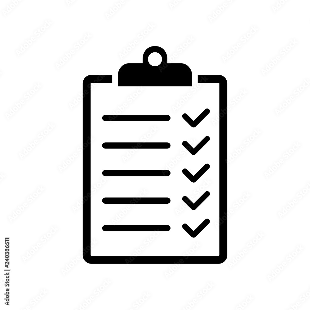 Poster Checklist icon flat style isolated on background. Checklist sign symbol for web site and app design.