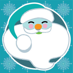 Stylized Christmas Winter Santa graphic in blue