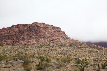 View of red rock canyon in Foggy day at nevada,USA