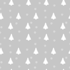 Christmas seamless pattern with christmas tree and snowflakes, vector background.Design template for wallpaper,fabric,wrapping,textile