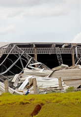 Metal structure destroyed after a storm              