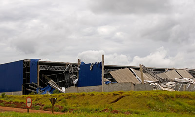 Metal structure destroyed after a storm              