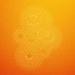 Gears. Mechanical technology machine engineering symbol. Industry development, engine work, business solution concept. Wireframe low poly mesh vector illustration