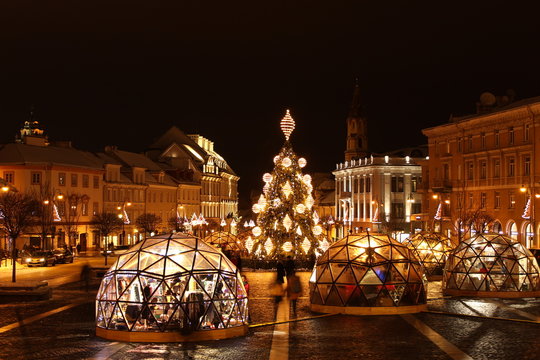 Christmas tree on Rotuses square 2018, Vilnius, Lithuania