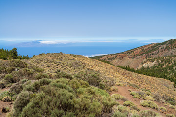 Fototapeta na wymiar The southern slopes and lava fields of the Teide volcano. Tenerife. Canary Islands. Spain.