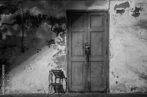 Dark And Scary Front House Entrance Door At Night Black And White Color Copy Space Wall Mural Chingyunsong Dark And Scary Front House Entrance Door At Night Black And White Color Copy Space Wall Mural Chingyunsong