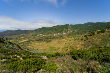 Fototapeta premium Vew of the Teno massif (Macizo de Teno), is one of three volcanic formations that gave rise to Tenerife, Canary Islands, Spain. View from the viewpoint - Mirador Altos de Baracan.
