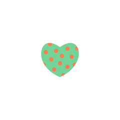 Vector illustration. Heart color icon with ornament on white background. Pastel heart dotted.