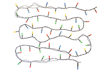 String of christmas lights frame isolated on white background With clipping path