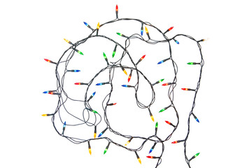 String of christmas lights isolated on white background With clipping path