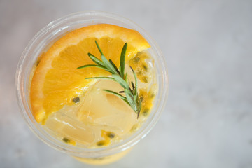 Fresh passion fruit juice with soda mint