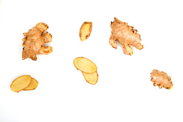 sliced fresh ginger root spice
