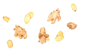 sliced fresh ginger root spice