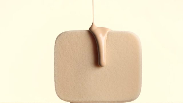 liquid foundation falls on makeup sponge