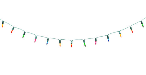 String of christmas lights frame isolated on white background With clipping path