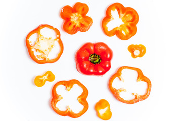 a fresh group of vegetables on white background