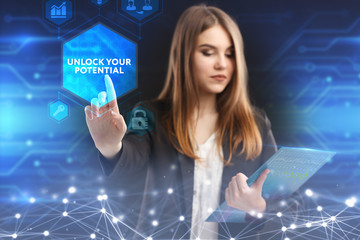 The concept of business, technology, the Internet and the network. A young entrepreneur working on...