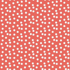 Red pastel color background scattered dots seamless pattern