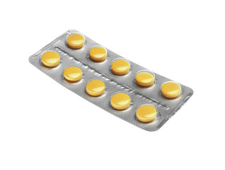 Pills in blister pack on white background