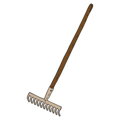 Rake icon. Vector of garden rake. Hand drawn rake. © Eugene