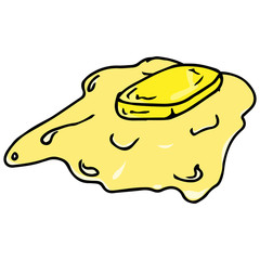 Butter piece icon. Vector illustration of melted butter. Hand drawn piece of butter.