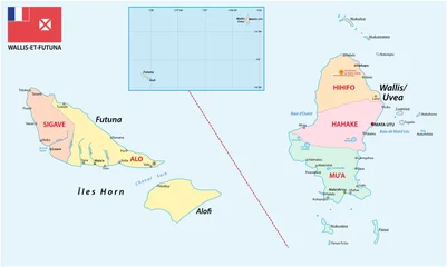 Fotobehang administrative and political map of the French overseas territory of Wallis and Futuna with flag © lesniewski