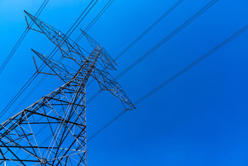 High voltage electricity tower power line 500 kV  
