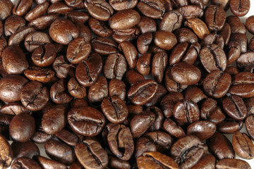 Well-stocked coffee beans background.
